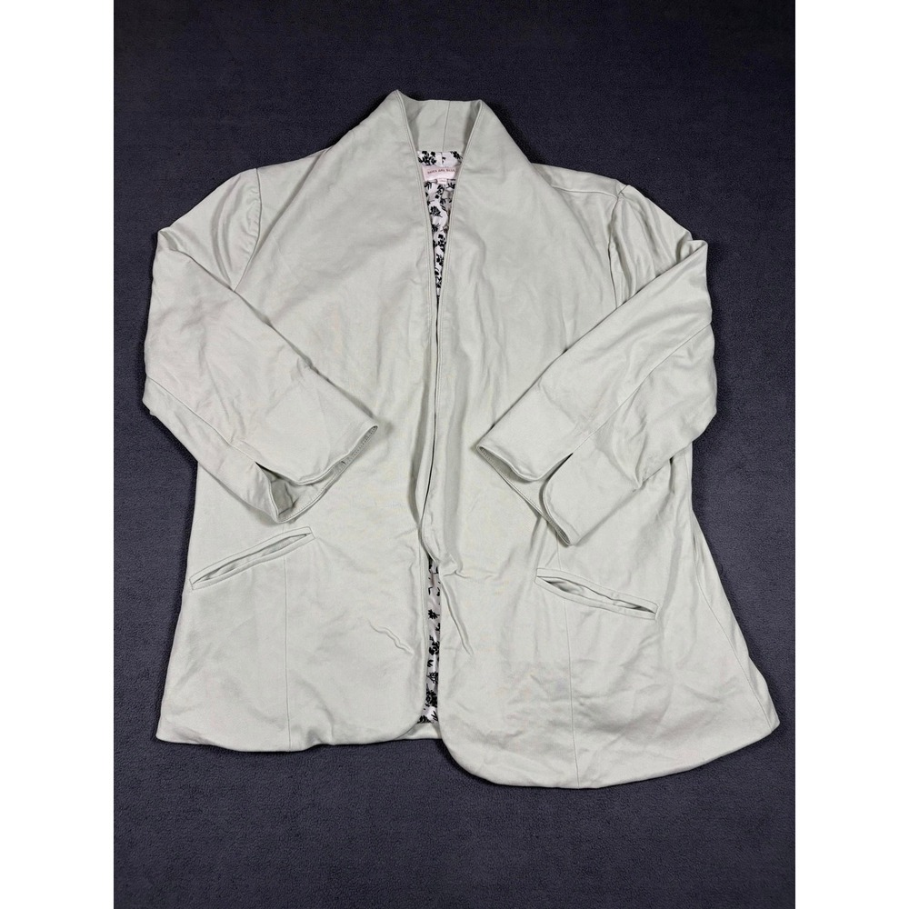 Skies Are Blue Blazer Womens Large Sage Green Floral Lined Open Front 23337